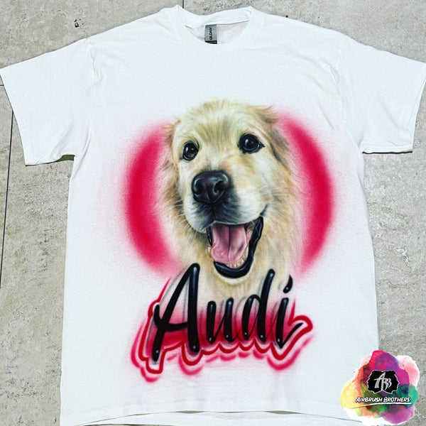 airbrush custom spray paint  Airbrush Dog Portrait w/ Name Design shirts hats shoes outfit  graffiti 90s 80s design t-shirts  Airbrush Brothers Shirt