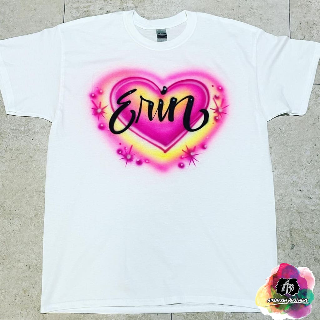 【S/E/O】 seoheads HEART AIRBRUSH T-SHIRT PINK Airbrush Heart w/ Two Colors Shirt Design – Airbrush Brothers