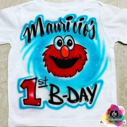 elmo cartoon t-shirt custom airbrush birthday shirts