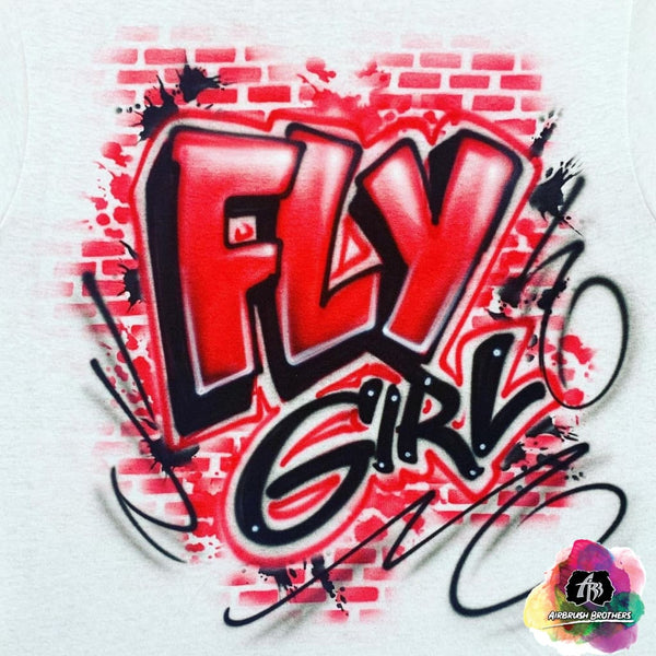 airbrush custom spray paint  Airbrush Fly Girl Brick Shirt Design shirts hats shoes outfit  graffiti 90s 80s design t-shirts  Airbrush Brothers Shirt