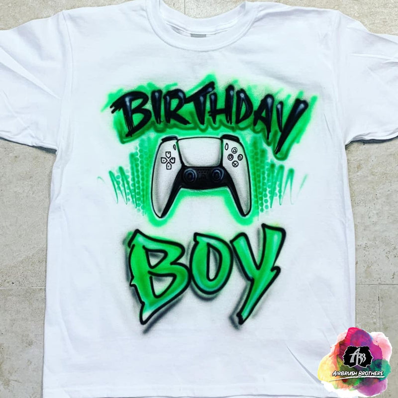 gamer birthday boy t-shirt skate board t-shirt memory shirts airbrush graffiti shirts