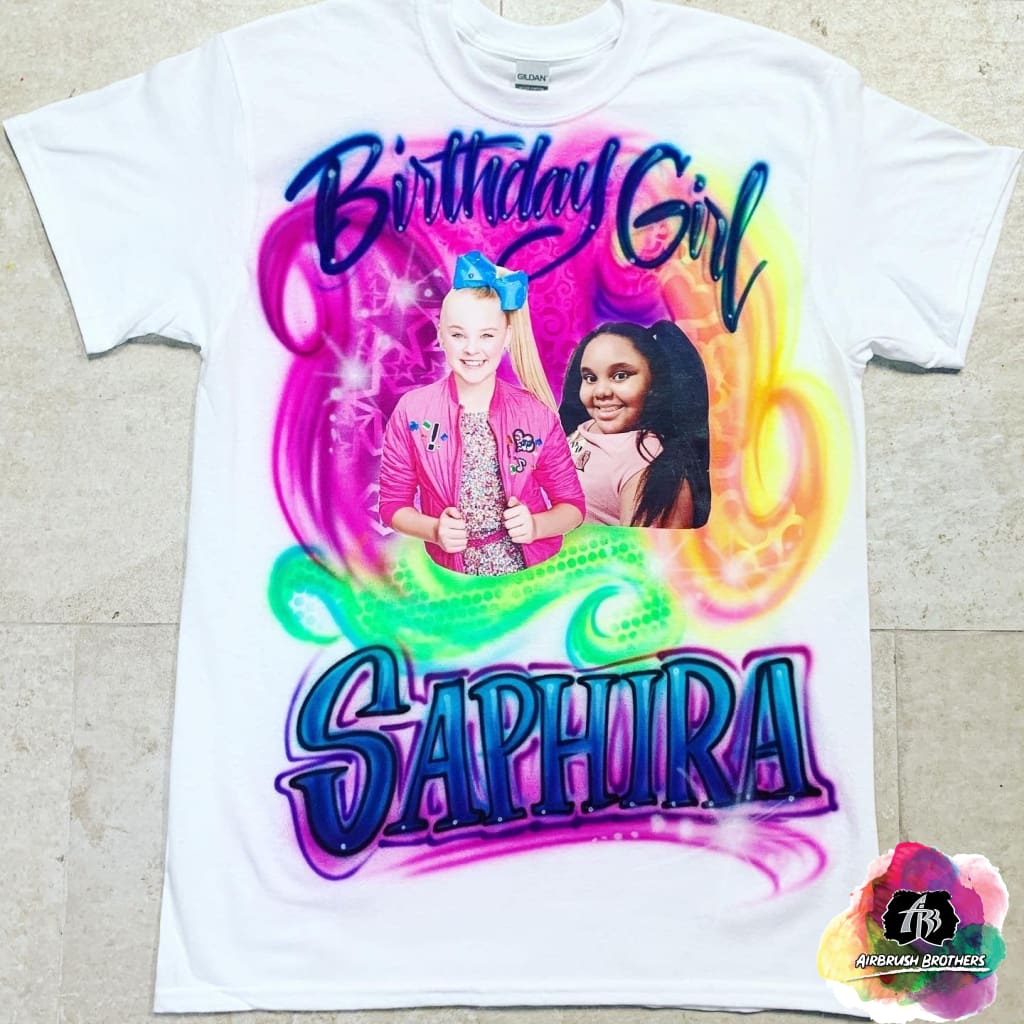 Airbrush Jojo Siwa Birthday Girl Shirt Design Adult S / Yes Airbrush Jojo Siwa Birthday Girl Shirt Design Adult S / Yes