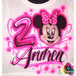 minnie mickey mouse t-shirt  custom airbrush birthday shirts  Airbrush Minnie Mouse Birthday Design