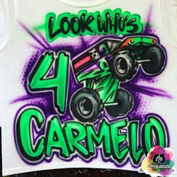 airbrush monster truck t-shirt custom airbrush birthday shirts Airbrush Monster Truck Block Shirt Design