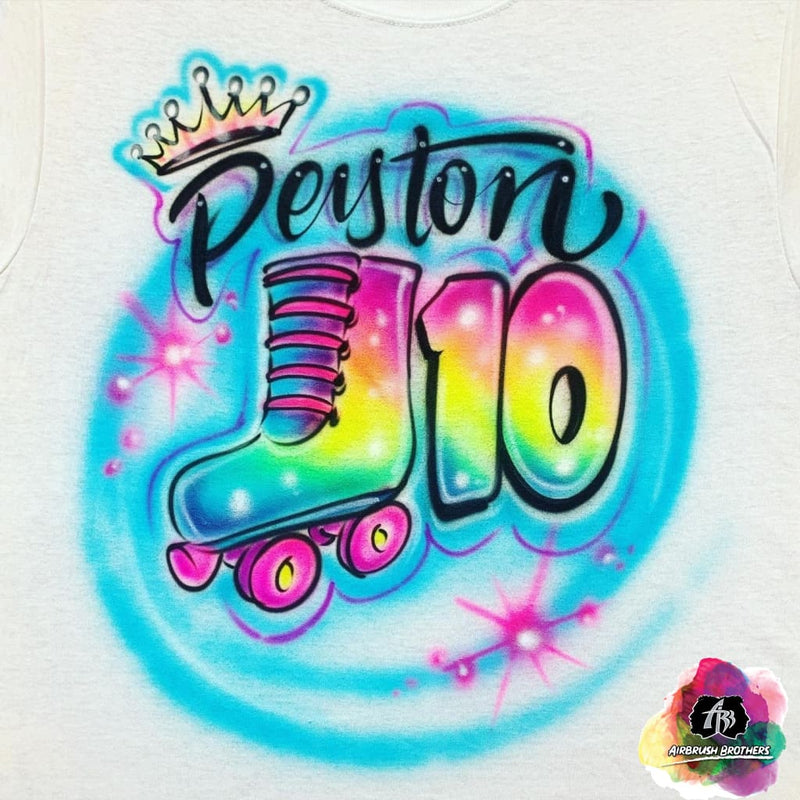 Airbrush Multicolor Skate Birthday Shirt Design