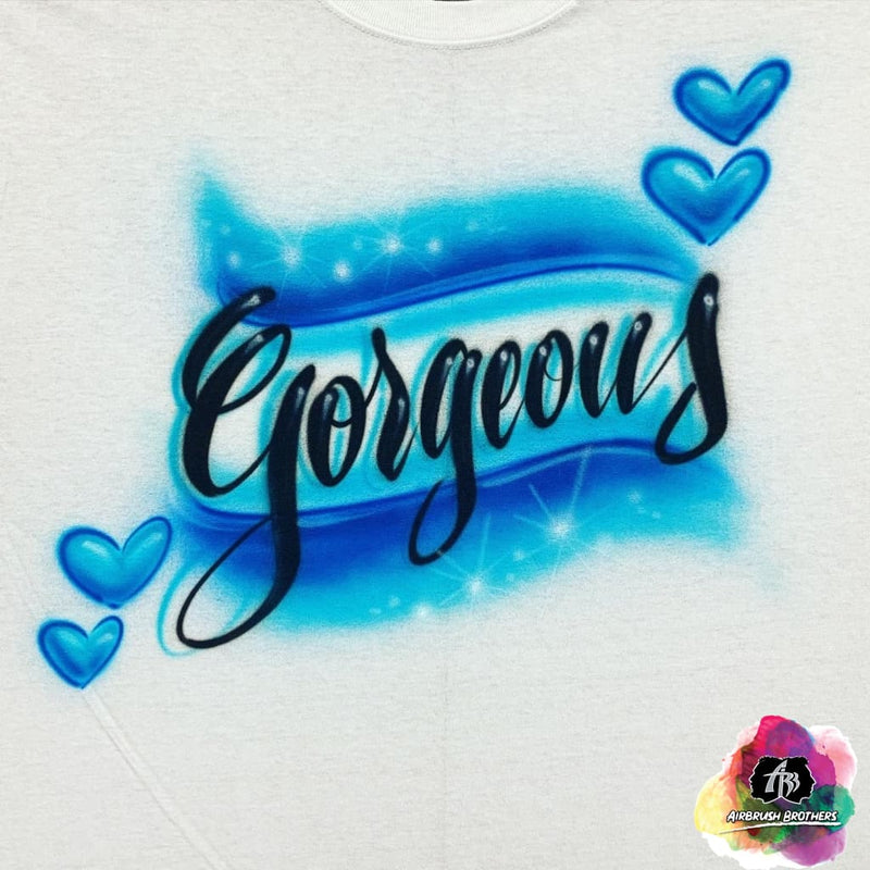 airbrush custom spray paint  Airbrush Name w/ Hearts Shirt Design shirts hats shoes outfit  graffiti 90s 80s design t-shirts  Airbrush Brothers Shirt