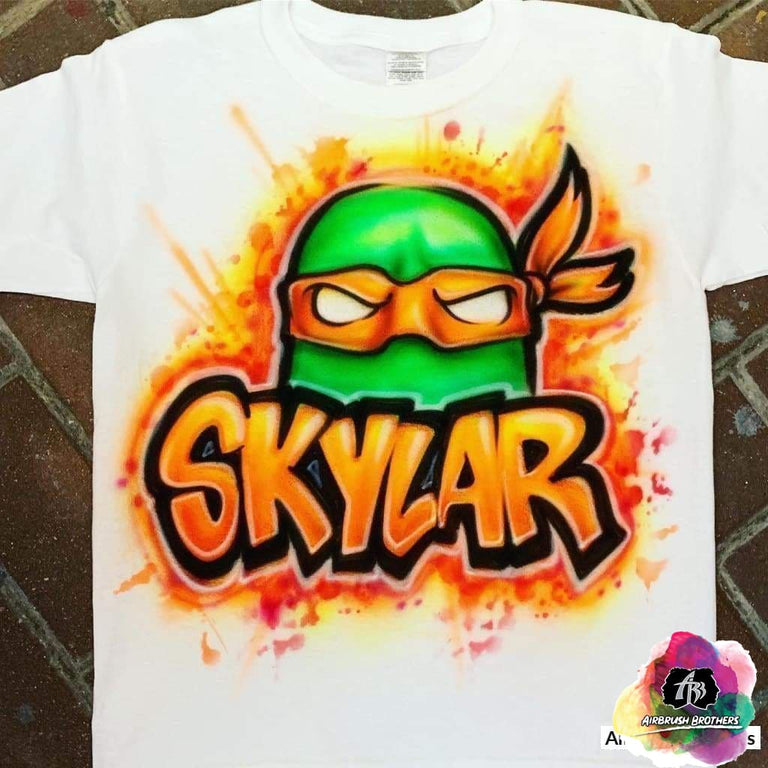 Airbrush Birthday Boy Ninja Turtle Shirt Design Adult S / Yes