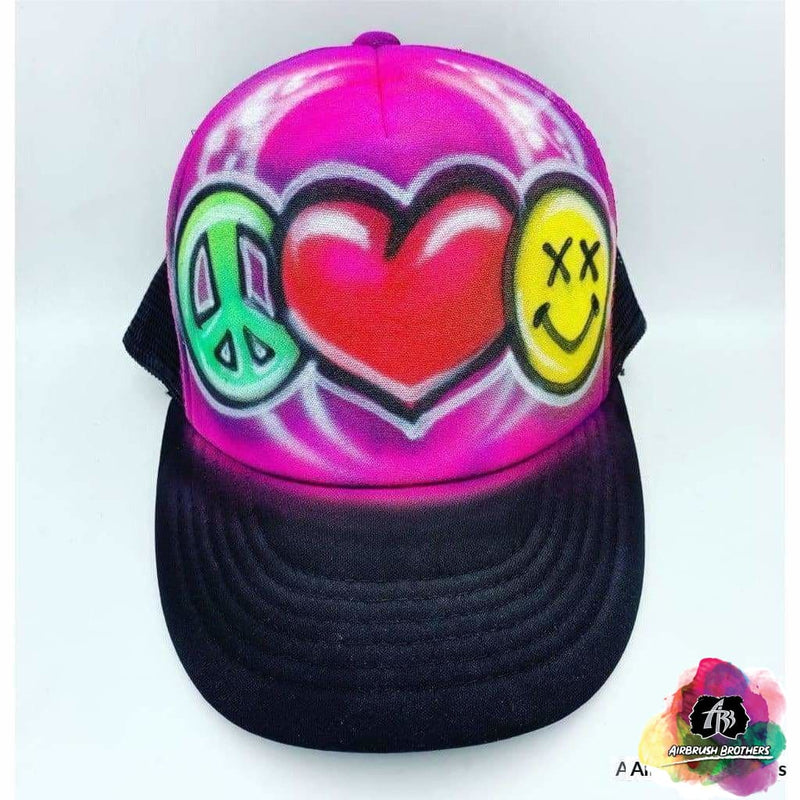 Airbrush Peace Love Emoji Hat Design