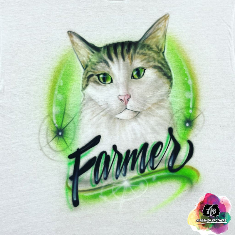 airbrush custom spray paint  Airbrush Pet Portrait With Green Design shirts hats shoes outfit  graffiti 90s 80s design t-shirts  Airbrush Brothers Shirt
