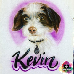 airbrush custom spray paint  Airbrush Pet Portrait with Purple Design shirts hats shoes outfit  graffiti 90s 80s design t-shirts  Airbrush Brothers Shirt