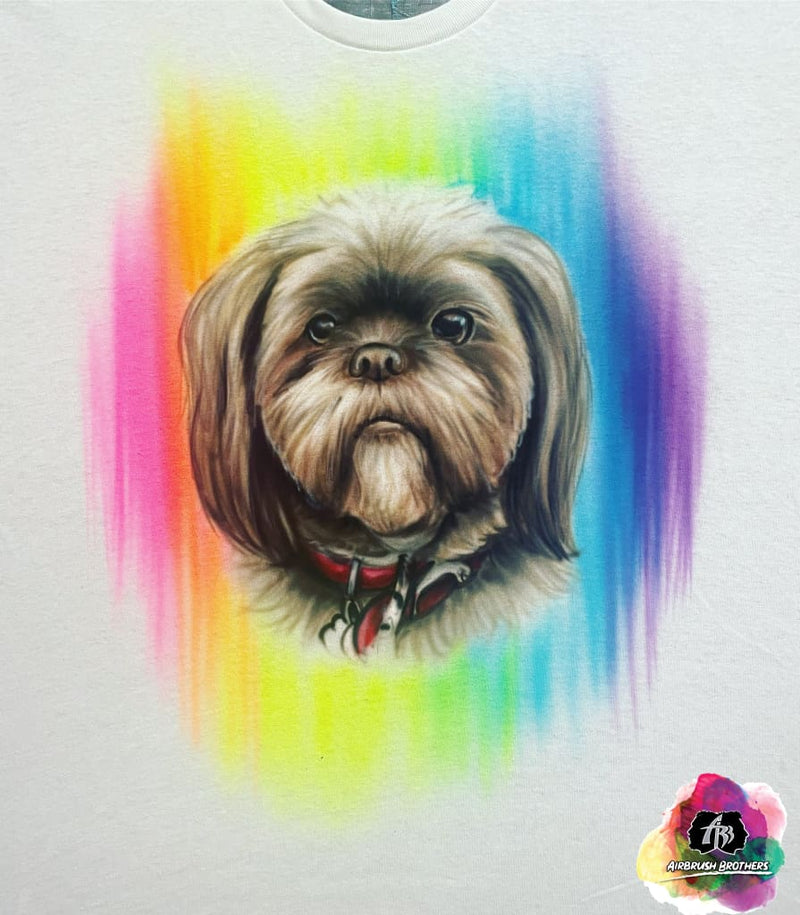 airbrush custom spray paint  Airbrush Pet Portrait With Rainbow Design shirts hats shoes outfit  graffiti 90s 80s design t-shirts  Airbrush Brothers Shirt