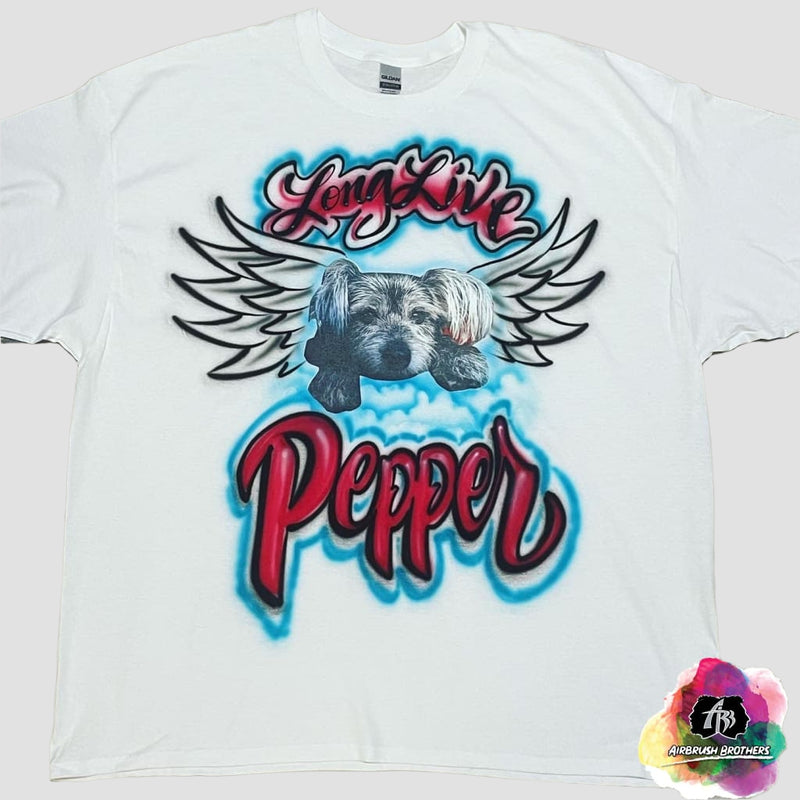 airbrush custom spray paint  Airbrush Pet w/ Wings Shirt Design shirts hats shoes outfit  graffiti 90s 80s design t-shirts  Airbrush Brothers Shirt