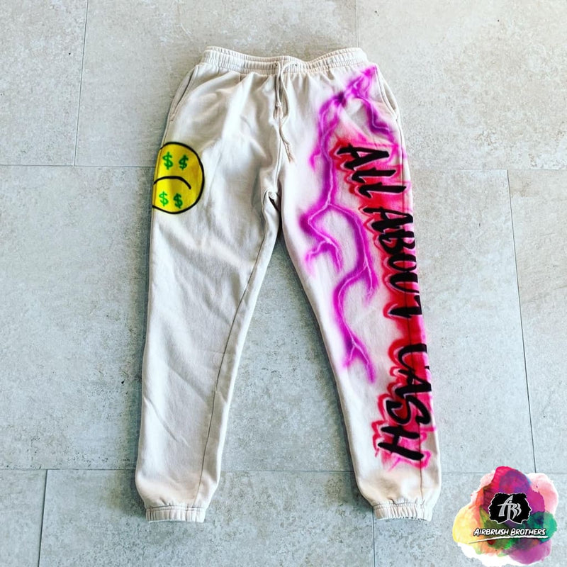 airbrush custom spray paint  Airbrush Pink Lightning Joggers Design shirts hats shoes outfit  graffiti 90s 80s design t-shirts  Airbrush Brothers Joggers