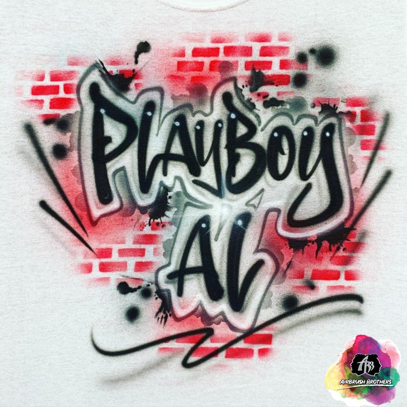 airbrush custom spray paint  Airbrush Playboy Shirt Design shirts hats shoes outfit  graffiti 90s 80s design t-shirts  Airbrush Brothers Shirt