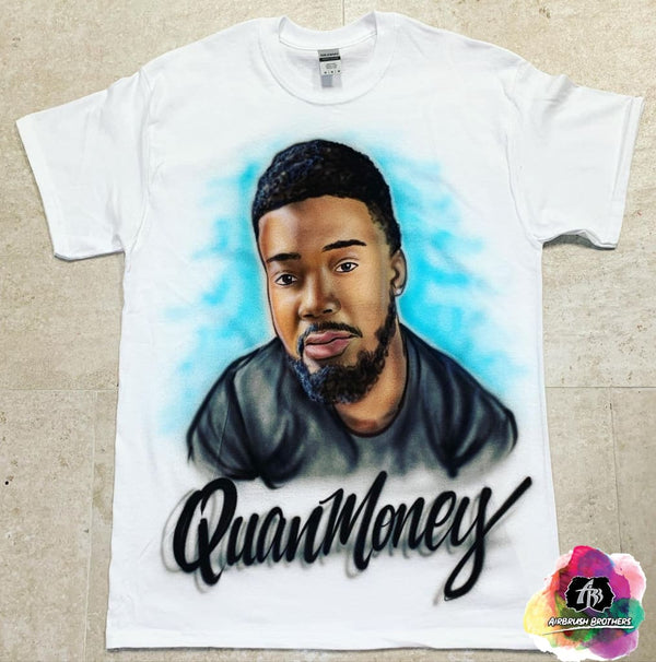 airbrush custom spray paint  Airbrush Portrait with Clouds Shirt shirts hats shoes outfit  graffiti 90s 80s design t-shirts  Airbrush Brothers Shirt