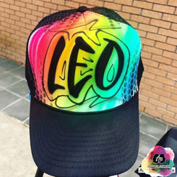 airbrush custom spray paint Airbrush Hat Graffiti Bubble Design shirts hats shoes outfit graffiti 90s 80s design t-shirts Airbrush Brothers Hats