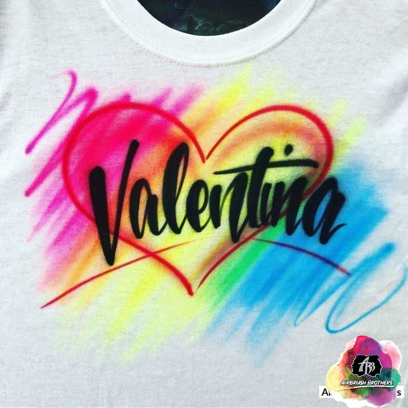 Airbrush Rainbow with Heart Shirt Design