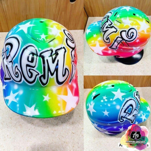 Airbrush Rainbow with Stars Helmet Design