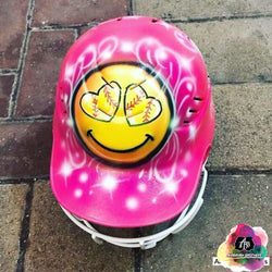 Airbrush Softball Face Emoji Helmet Design