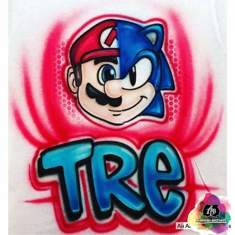 Airbrush Sonic and Mario Shirt Design