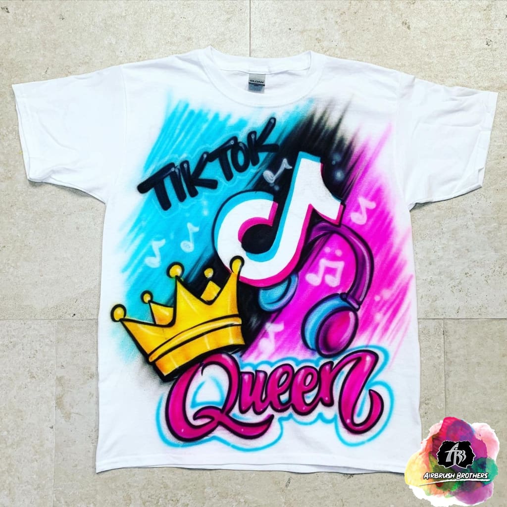 Airbrush TikTok Queen Birthday Shirt Design Youth XS / No