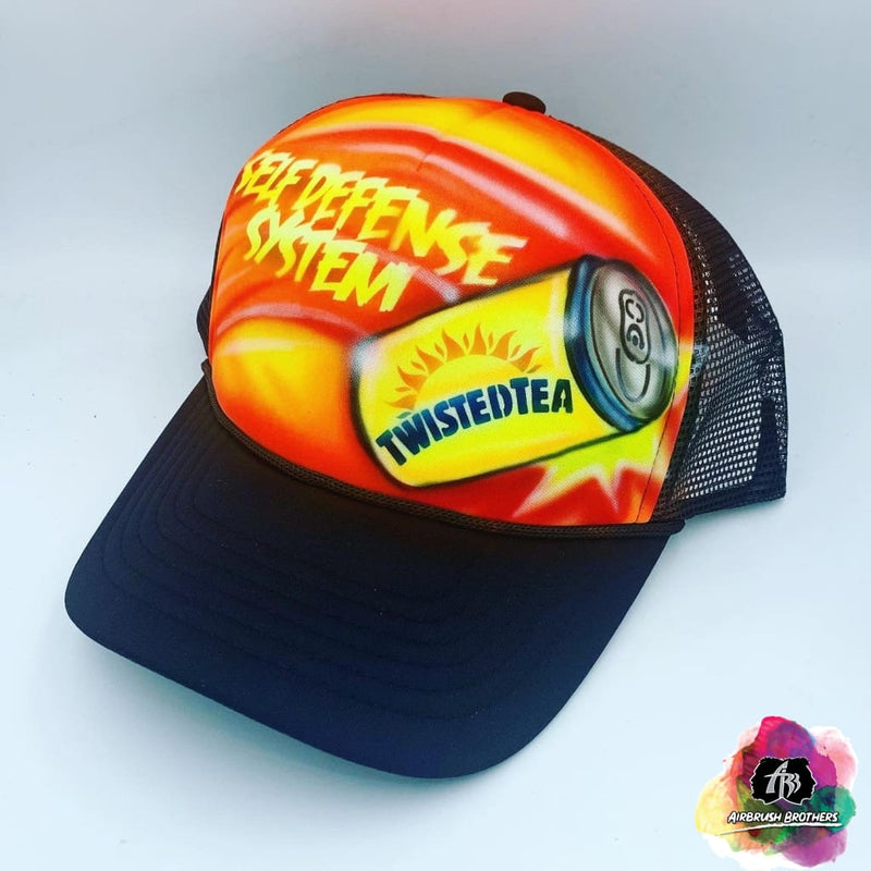 airbrush custom spray paint  Airbrush Twisted Tea Hat Design shirts hats shoes outfit  graffiti 90s 80s design t-shirts  Airbrush Brothers Hats