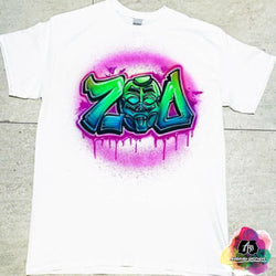 airbrush custom spray paint  Airbrush ZOA Shirt Design shirts hats shoes outfit  graffiti 90s 80s design t-shirts  Airbrush Brothers Shirt