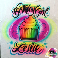 cupcake birthday t-shirt  custom airbrush birthday shirts