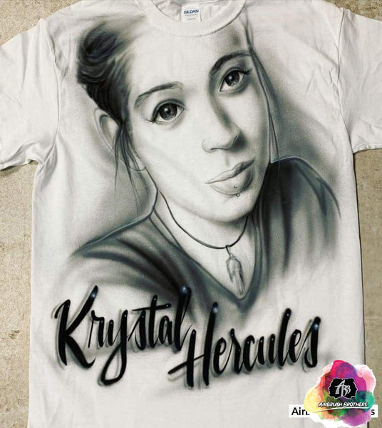 Airbrush Memorial Portrait Black & White Shirt Design Airbrush Brothers