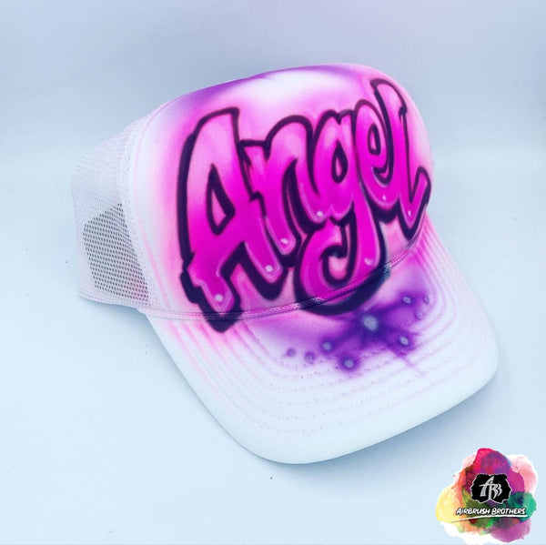 airbrush custom spray paint  Copy of Airbrush Block Letter Hat Design shirts hats shoes outfit  graffiti 90s 80s design t-shirts  Airbrush Brothers Hats