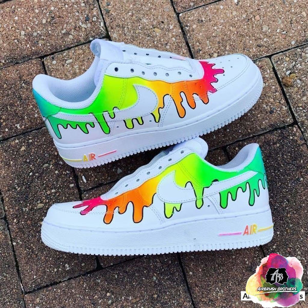Custom Air Force 1 Neon Outline Shoes Green Pink Purple Blue 