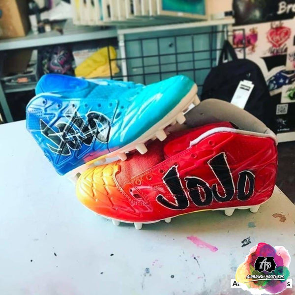Fire and Ice Cleats custom shoes airbrush