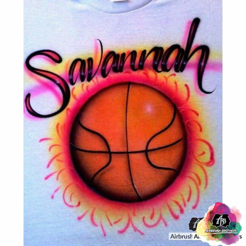 custom airbrush name designs custom airbrush sports shirts Girly Basketball Design