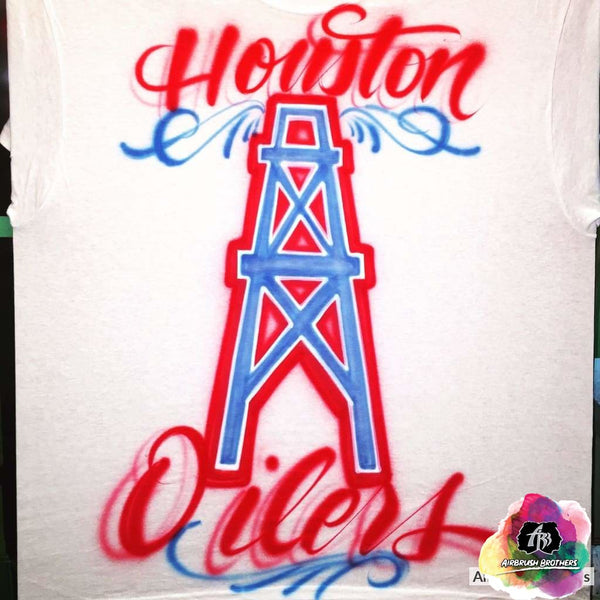 custom airbrush t shirts online cocomelon birthday shirt Spray paint designs on shirts Houston Oilers Design