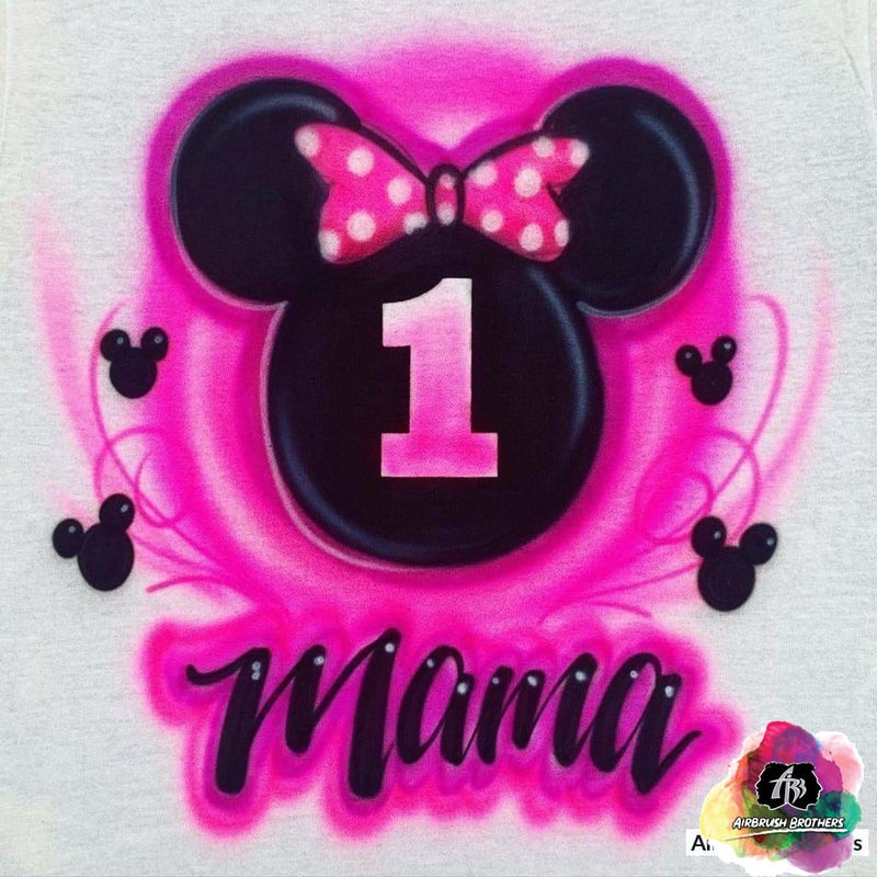 custom airbrush birthday shirts Minnie Mouse Birthday Design