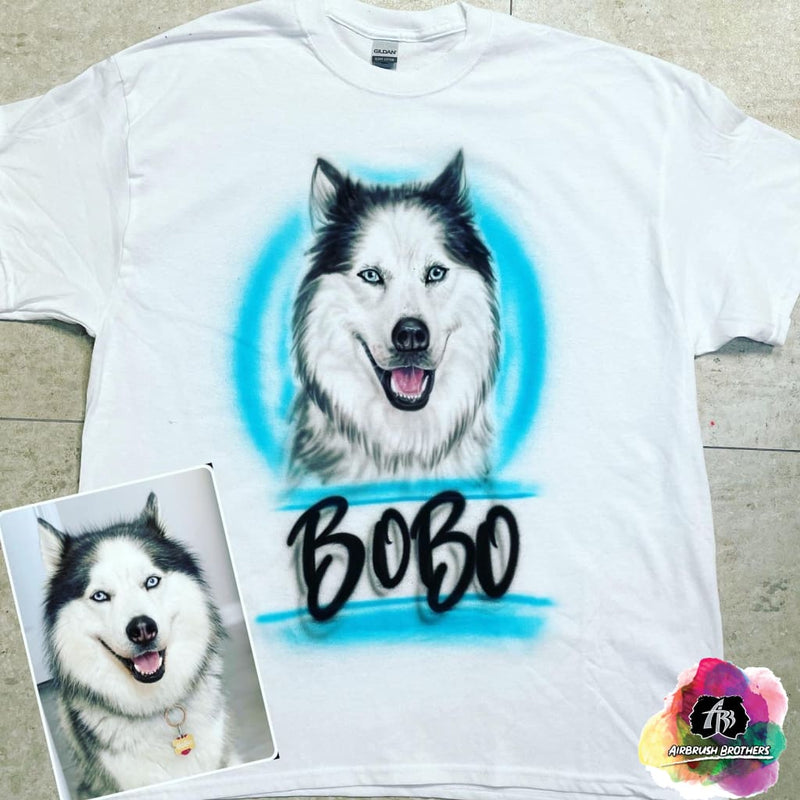 airbrush custom spray paint  Rest in Paradise Dog Portrait Design shirts hats shoes outfit  graffiti 90s 80s design t-shirts  Airbrush Brothers Shirt