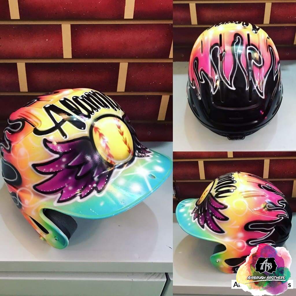 custom ball cap motorcycle helmets Matte Black & Gold Owl Retro Baseball Helmet this helmet adds a unique flair to your riding gear Airbrush Winged Ball Design (Full