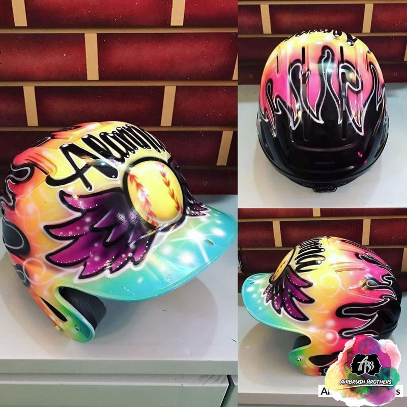 custom airbrush hats Winged Ball Design (Full Helmet)