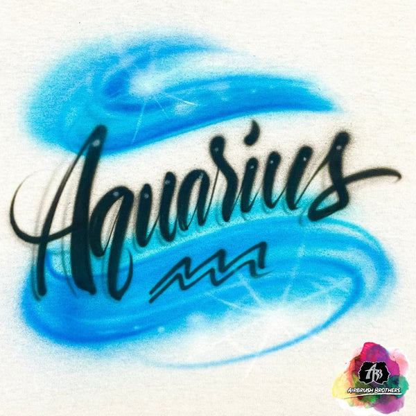 airbrush custom spray paint  Zodiac Aquarius Airbrush Shirt Design shirts hats shoes outfit  graffiti 90s 80s design t-shirts  Airbrush Brothers Shirt